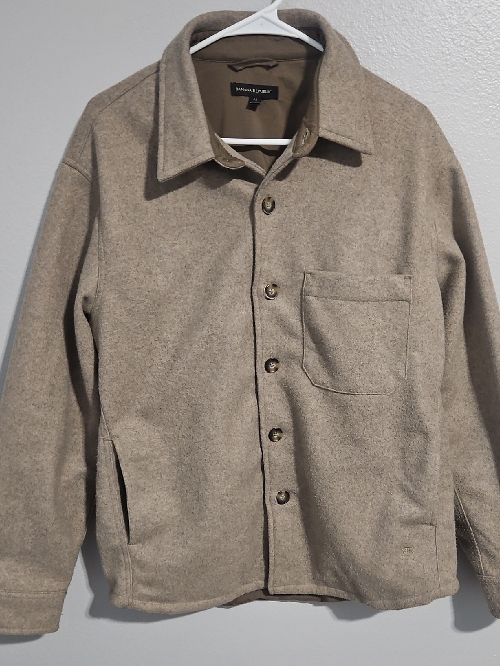 Banana Republic Beige-Taupe Wool-Blend Shirt Jacket
